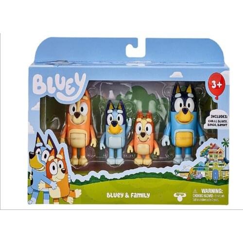With Box 4Pcs/Set Bluey Family Anime Figure Toy Made A Multi-Colored Toys Gifts For Their Children Bluey Model Doll By Hand
