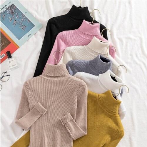 High Neck Elastic Long Sleeve Knitted Top Womens Spring And Autumn New Pullover Slim Fit Versatile Thin Sweater