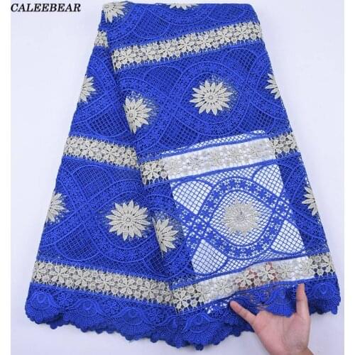 Blue African Lace Fabric With Stones Water Soluble Guipure Cord Lace 2020 High Quality Wedding Party Dress Lace Materials S1992