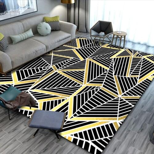 Modern Black Gold Marble Luxury Living Room Bedroom Carpet Green Geometric 3d Carpet Home Floor Mat Area Decorative Carpet