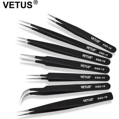 Vetus Precision Electronic Tweezer Set Antistatic Steel Tweezer Set