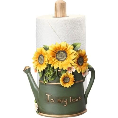 Creative Home Decoration Art Crafts Kitchen Seat Type Paper Tissue Rolls Holder Box Dinning Room Flower Resin Tissue Canister