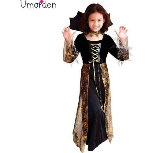 Umorden Fancy Girls Halloween Spider Vampire Costume Kids Vampiress Cosplay Girl Children Easter Christmas Purim Party Dress