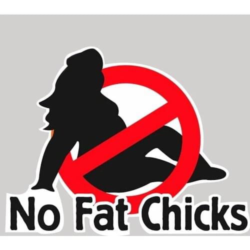 13cm*12.7cm 3D Funny WARNING Car Styling PVC No Fat Chicks Fuel Tank Cover Waterproof Auto Body Decoration Computer Sticker