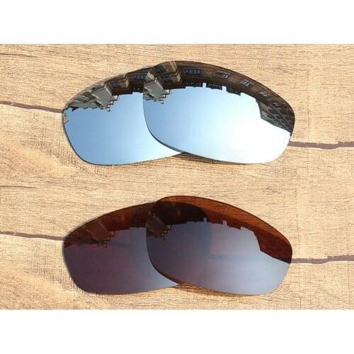 Vonxyz 2 Pairs Chrome Mirror & Bronze Brown Polarized Replacement Lenses for-Oakley Split Jacket Frame