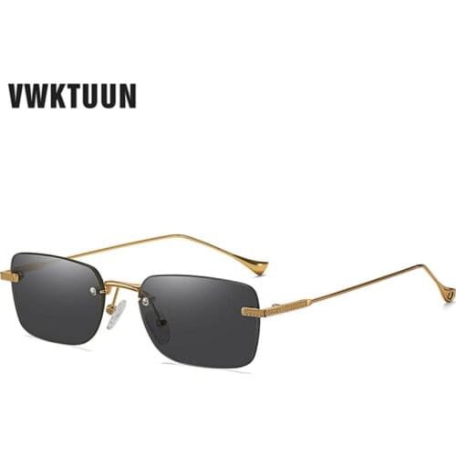 VWKTUUN Rimless Sunglasses Women Trimmed Rectangle Sun glasses For Men Punk Points Multicolor Gradient Lens Glasses UV400