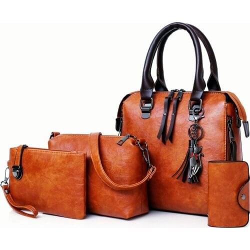 2021 Bolsa Leather Shoulder Messenger Bag Tote Bag Bolsa 4pcs/Set Women Composite Bag High Quality Ladies Handbag Female set bag