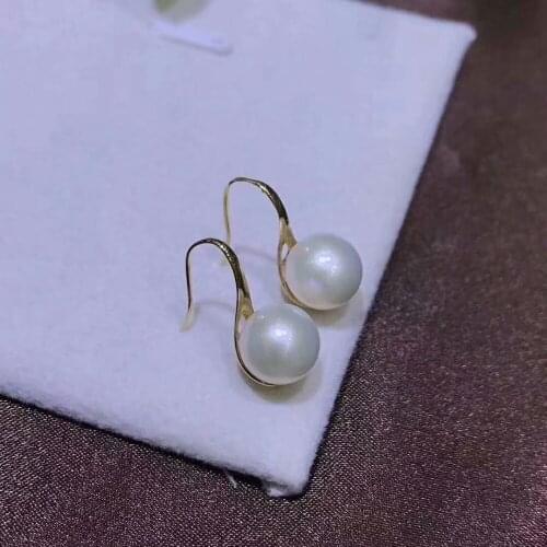 Shilovem 18k yellow Natural freshwater pearls Drop Earrings fine Jewelry women trendy wedding party new gift myme8-8.5zz