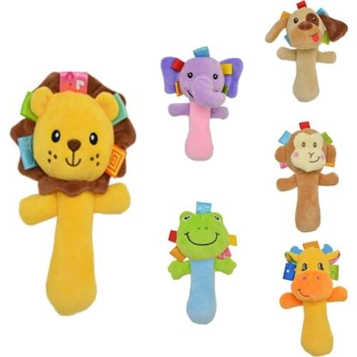 1 PC Baby Rattle Toy Dog Animal Plush Doll Hand Grasp Rattle BB Device Baby Stroller Pendant Toy For Newborns New