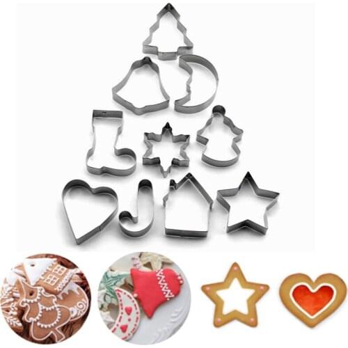10 Pcs Christmas Cookies Biscuit Cake Decorating Tools Stainless Steel Cake Mold DIY Fondant Cake Decorating Tools