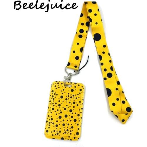 12sets Popular art Wave point Yellow Lanyard Credit Card ID Holder Bag Student Travel Card Cover Badge Car Keychain Decorations