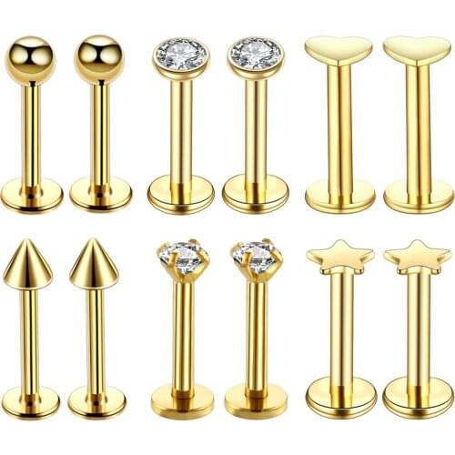 12Pcs 16G Sexy Gift New Tragus Star Helix Stainless Steel Labret Lip Bar Rings Stud Cartilage Ear Piercing Body Jewelry