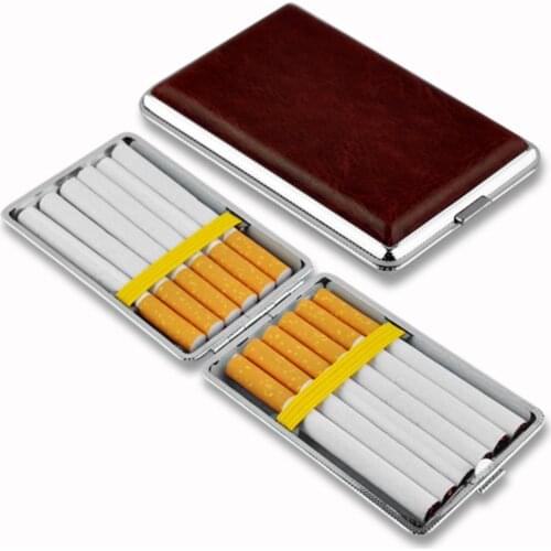 12pcs cigarette cases stainless steel Cigars for Tobacco cigarette box cigarette tools Fashion Leather cigarettes High qualtiy
