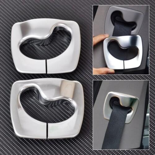 2pcs Car Interior Decor Matt Chrome B Pillar Safety Seat Belt Cover Trim Fit for BMW 5 Series F10 2011 2012 2013 2014 2015