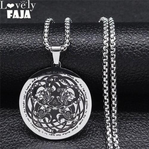 2021 Irish Knot Stainless Steel Round Chain Necklaces for Women/Men Silver Color Pendants Necklaces Jewelry bijoux XH8029S05