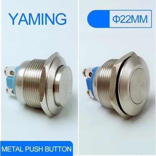 22mm Metal push button waterproof stainless steel switch with screws press button 1NO momentary domed Doorbell High/Flat/Ball