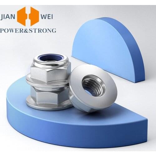 2/10pcs M3 M4 M5 M6 M8 M10 M12 Black Carbon 316 304Stainless Steel Hex Flange Nylon Insert Lock Nut Self-locking Nylock Locknut