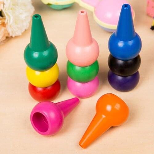 12 Colors 3D Finger Crayons Non Toxic Washable Painting Drawing Wax for Toddler Baby Kids Stackable Educational Art