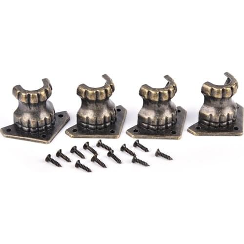 4pcs Retro Antique Brass Jewelry Chest Wood Box Decorative Feet Leg Corner Protector 35*25MM Zinc Alloy