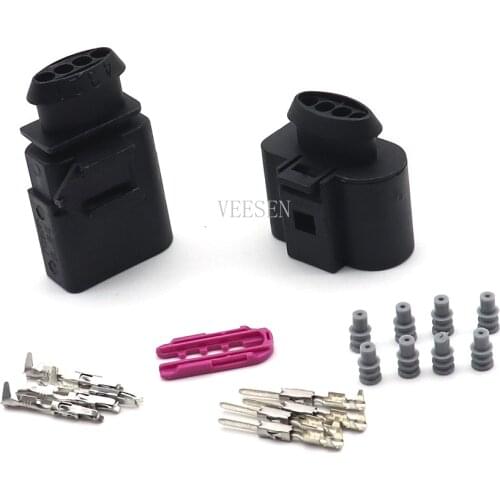 5Set/10set 4P Waterproof Connector 0.5-0.8mm2 1.5 Series Automotive Water Temperature ABS Sensor Plug for VW Car PA66 Black