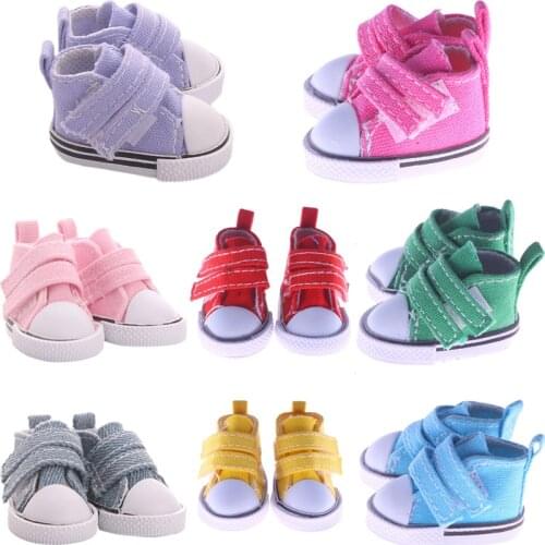 5 Cm Handmade Doll Shoes For BJD bltyth Colorful canvas Mini Cute shoes with white laces For Our Generation Doll Daily Life