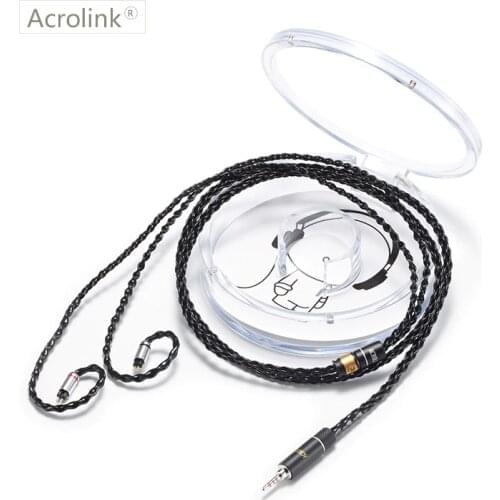 Acrolink 2Pin Connector 2.5mm Balanced 8-Core Sterling Silver Earphone Cable For CKZ ZST ED12 ZSR ZS10 ZS3 ZS5 ZS6 With Ear Hook
