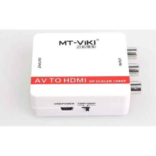 MT-Viki RCA Analog AV Video L/R Audio to HDMI Converter Adapter 1080p 720p Switcher High Quality Upscaler AV In HDMI Out