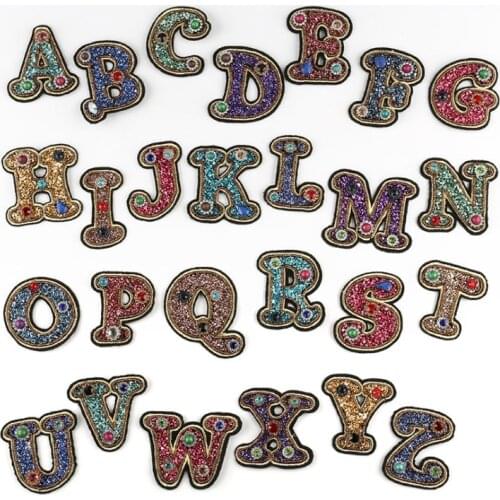 English Letters Beaded Iron On Patches For Clothing Bags Sewing On Alphabet Lace Applique DIY Accessory Name Patch
