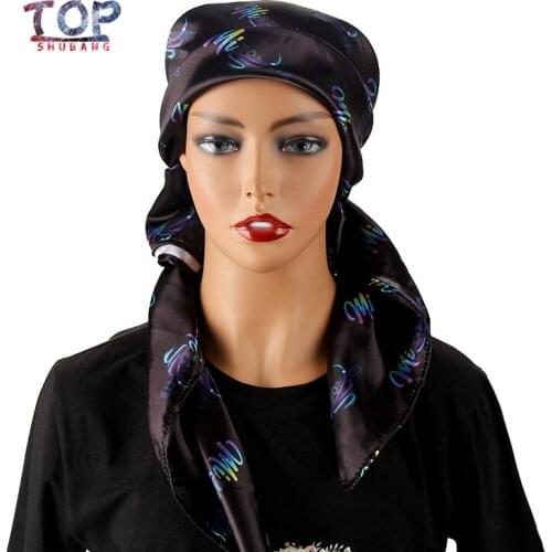 Custom Full Repeat Logo Big Size Satin Hair Scarf Provides Chemotherapy Comfort and Supports Hair Regrowth