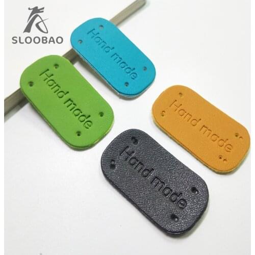 Free Shipping 20pcs/lot Clothing Tags Hand Made Synthetic PU Leather Labels Sewing Craft accessories bags trousers leather patch