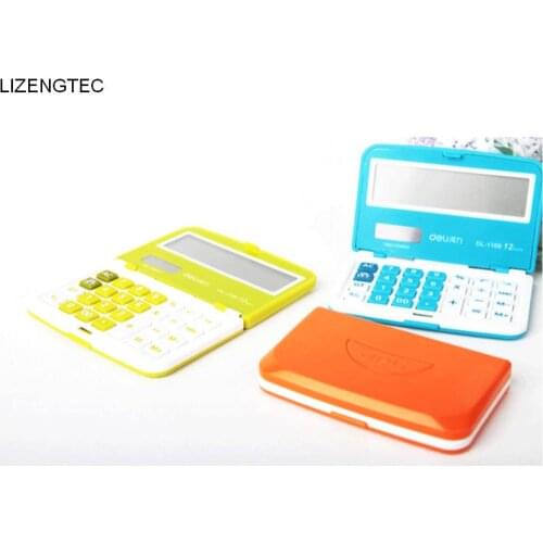 Free Shipping Fashion Business Finance Solar Three Color 12 Digit Folding Electronic Calculator