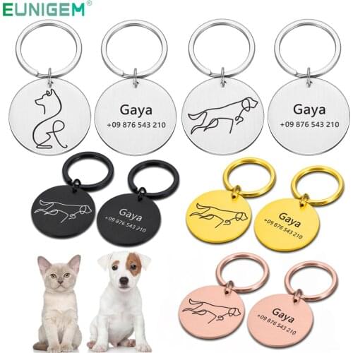 Anti-lost Name Personalized Pet ID Tag Keychain Engraved Cat Dog Tag for Cat Puppy Dog Collar Pendant Keyring Pet Accessories