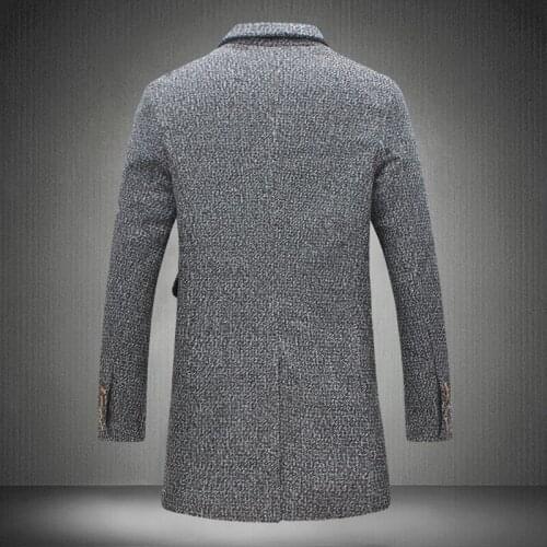 Brand New Korean Long Sleeve Single Breasted Lapel Male Slim Fit Woolen Coats Fashion Streetwear Medium Length Coats Plus Size