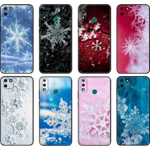 Black tpu Case For Huawei Y9S Y6S Y8S Y5P Y7P Y8P Case For Huawei Y5 lite Prime Y6 Cover snowflake Winter white snow Christmas