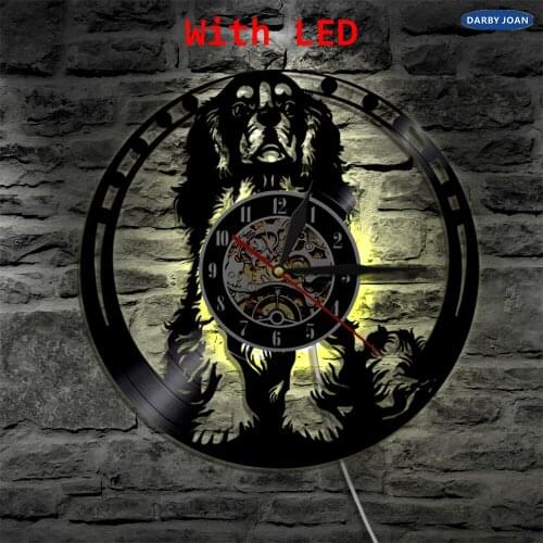 Cavalier King Charles Spaniel Hond LED Vinyl Klok Verlichting Kleurverandering Silhouet Muur Licht Afstandsbediening Backlight