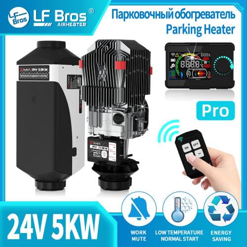 LF Bro Diesels Heater 24V 5KW Car Heater Air parking heater Pro large LCD knob switch 50m remote control Kyocera glow plug