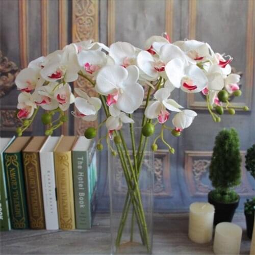 Elegant Simulation Phalaenopsis Flowers DIY Ornament Artificial Butterfly Orchid Silk Flower Bouquet Wedding Home Decoration
