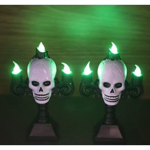 Halloween LED Electronic Ghost Head Candle Light Bar Restaurant Decoration Props Horror Skull Head Light Plastic Candle Holder
