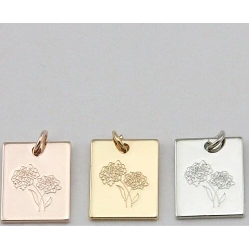 Dainty Chrysanthemum Birth Flowers Pendant DIY Charm Jewelry Accessories Accept Custom Design