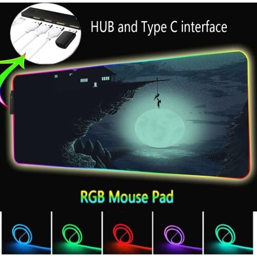 Hub Gaming Mouse Pad XxlLED Backlight Stitched Edge Rgb Gaming Mouse Pad with 4 Ports USB Keyboards Accessories Pad on The Table