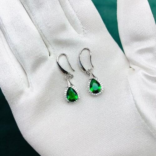 Lovmi Luxury Female Crystal Zircon Stone Emerald Earrings Water Drop Long Women Wedding Party Diamond Earrings Wholesales Gift