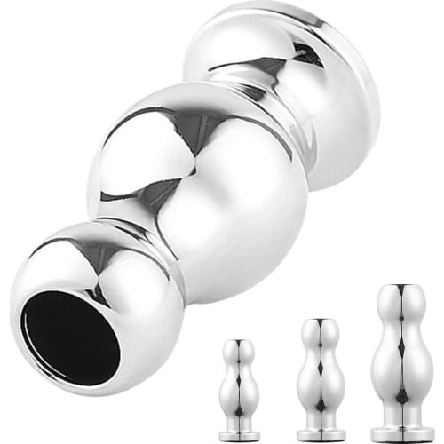 Metal Hollow Anal Plug Prostate Massager Anal Sex Toys For Women Men Erotic Anus Butt Plug Douche Enema Anal Dilator Adult Toys