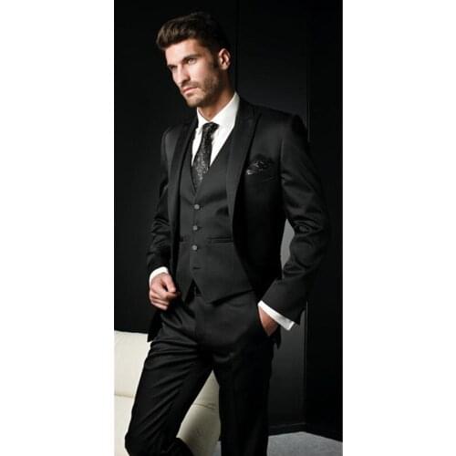 Perfect fashion men suits custom tailored for the grooms wedding dress blazer vest and trousers + tie costume homme mariage