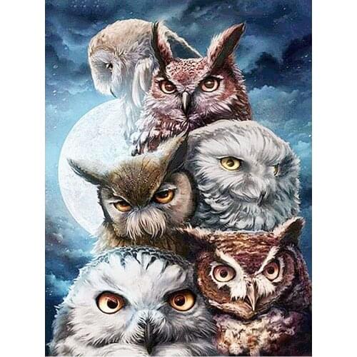 Night Moon Owls Animal Diamond Painting Round Full Drill Nouveaute DIY Mosaic Embroidery 5D Cross Stitch Home Decor Gifts