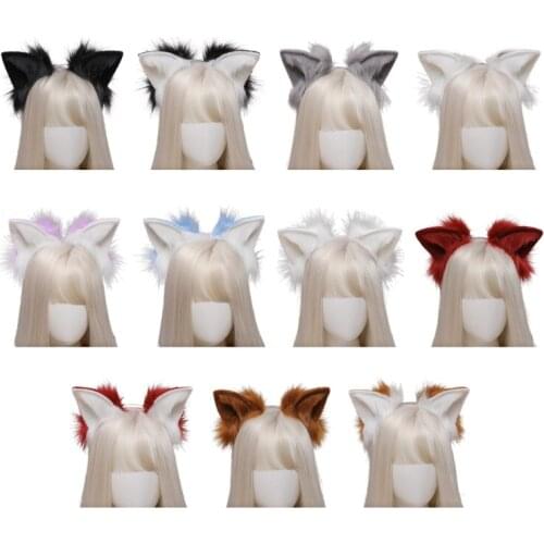 Handmade Plush Hair Hoop Animal Ears Headwear Furry Hairband Cute Headpiece Anime Kitty Fancy Dress Cosplay Accessories