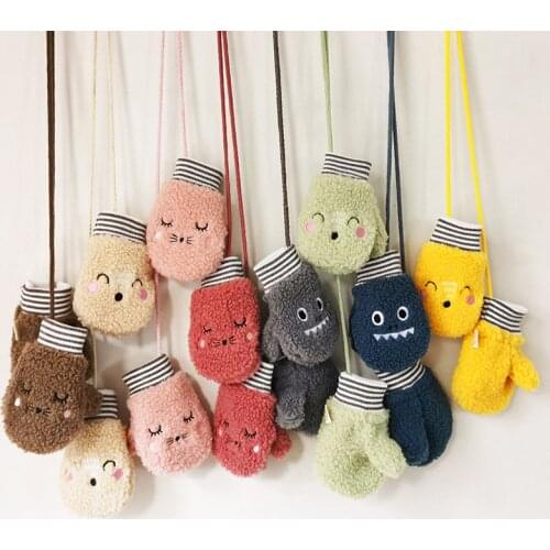 Baby New Cute Face Gloves Winter Knit Wool Newborn Mittens Velvet Thick Children Kids Keep Finger Warm for Toddler 1 2 Years Old