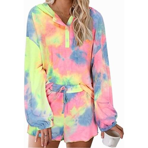 Tie-dye Pajamas Women Spring Autumn Most New Comfortable Breathable Long-sleeve Female Suit Two-piece Ladies Hoodie Home Pajamas