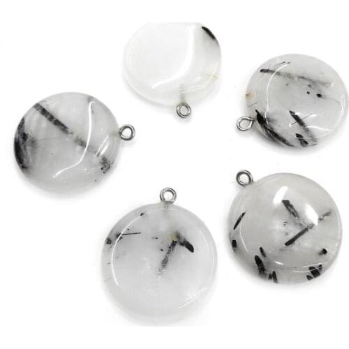 Natural Stone Quartz Crystal Pendants Round shape Pendant for Jewelry Making Diy necklace accessories Size 30x30mm