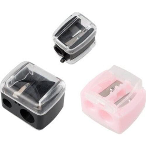 New Simple Double Holes Precision Cosmetic Pencil Sharpener Black For Eyebrow Liner Eyeliner Pencil School Office Supplies Gift