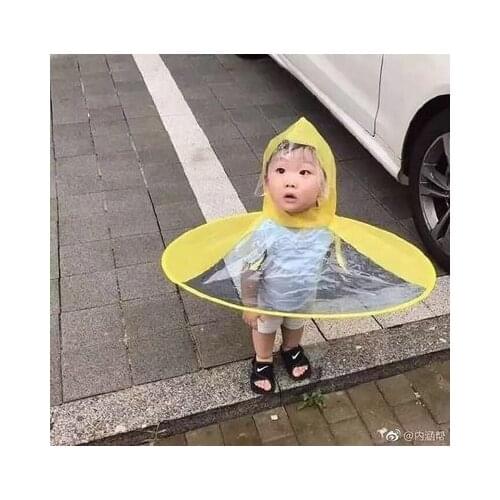 Portable Kids Raincoat Foldable UFO Rain Hat Kids Umbrella PEVA Material Travel Fishing Sessile Cap With 3 Colors